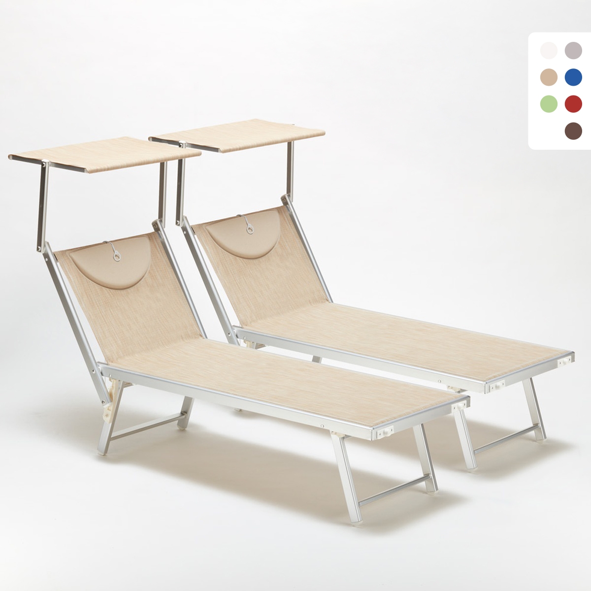 2 Tumbonas plegables de playa en aluminio Santorini Promoción
