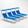 4 Tumbonas plegables de aluminio con parasol para playa - Santorini 
