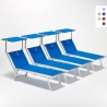 4 Tumbonas plegables de aluminio con parasol para playa - Santorini Compra