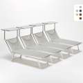 4 Tumbonas plegables de aluminio con parasol para playa - Santorini Promoción