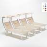 4 Tumbonas plegables de aluminio con parasol para playa - Santorini Catálogo