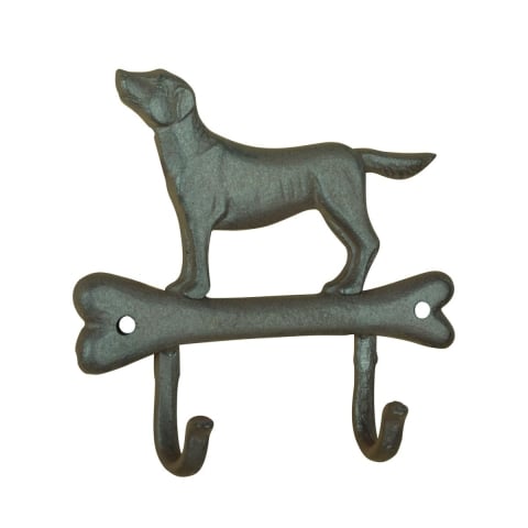 Perchero de pared con forma de hueso y perro, 2 ganchos Promoción