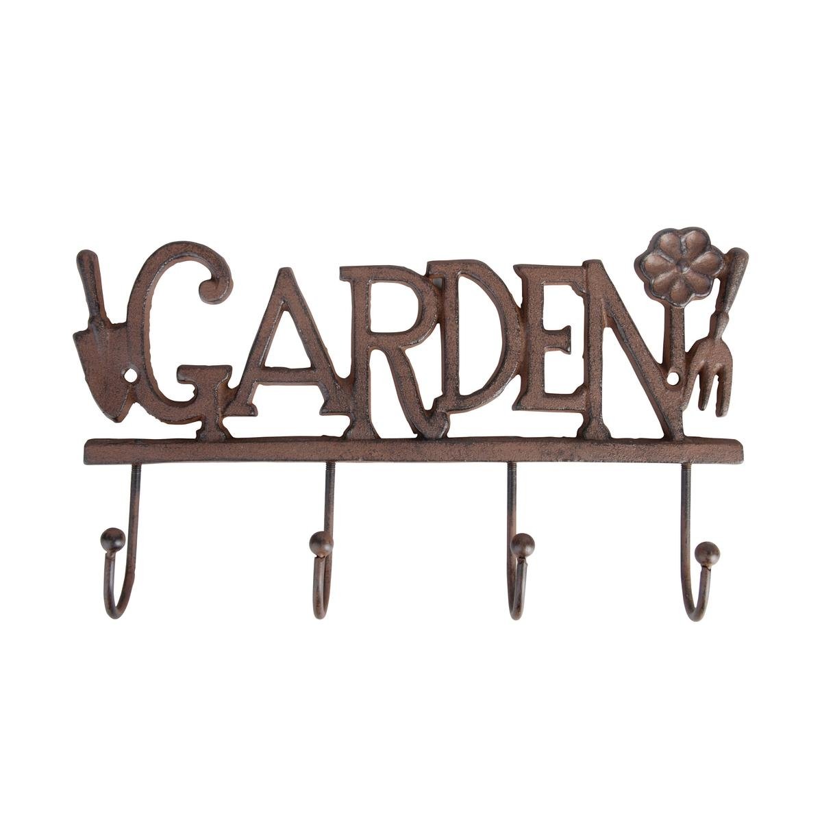 Perchero de pared de hierro fundido con 4 ganchos Garden