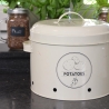 Bote de cocina de hojalata para patatas con orificios y tapa Medidas