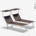 2 Tumbonas plegables de aluminio con parasol para playa - Santorini Limited Edition Promoción