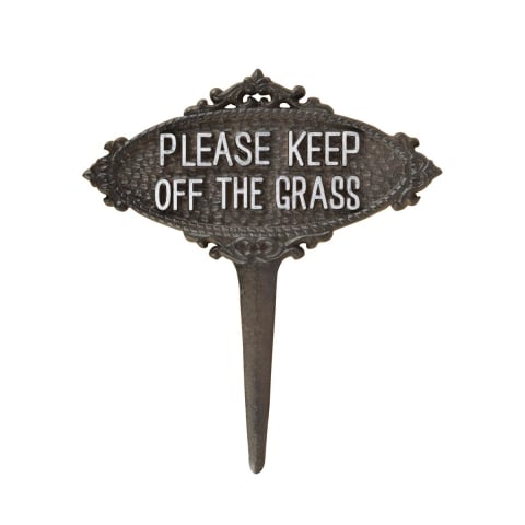 Cartel estaca de jardín de hierro fundido Keep Off The Grass Promoción