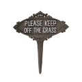 Cartel estaca de jardín de hierro fundido Keep Off The Grass Promoción