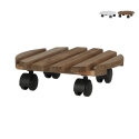 Carro redondo para plantas de madera con ruedas Oferta