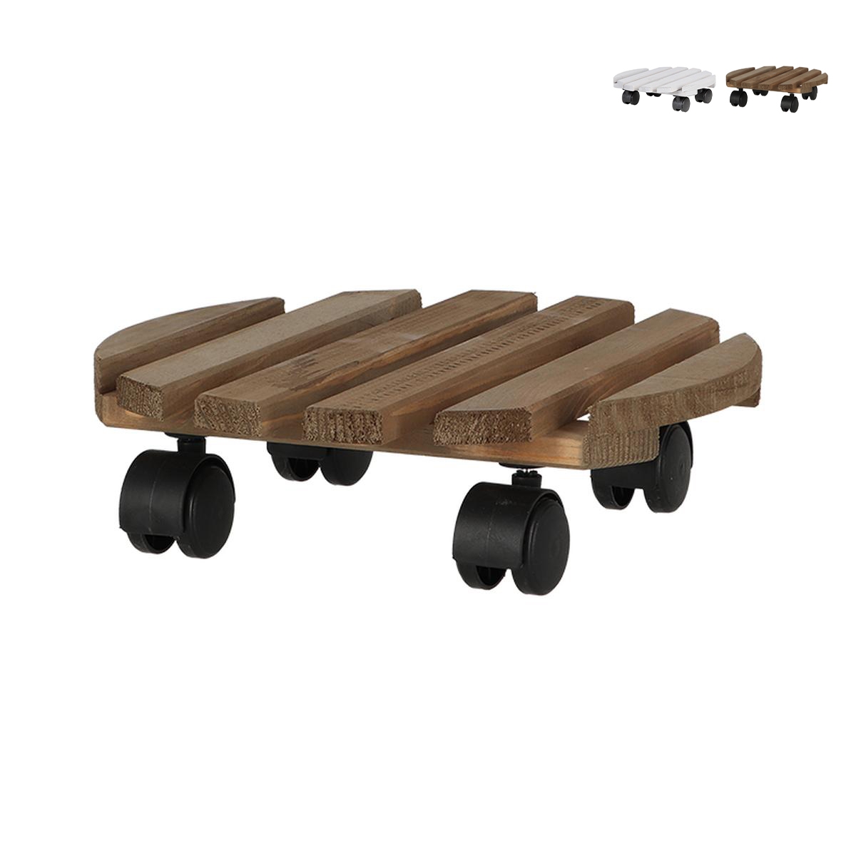 Carro redondo para plantas de madera con ruedas Oferta