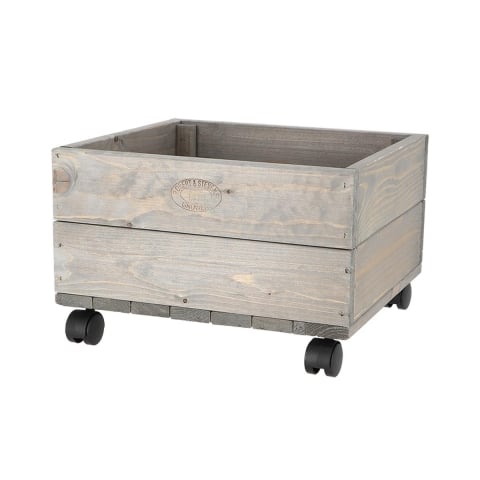 Jardinera de madera con ruedas para terrazas y jardines 38,5x35,5x25cm Promoción