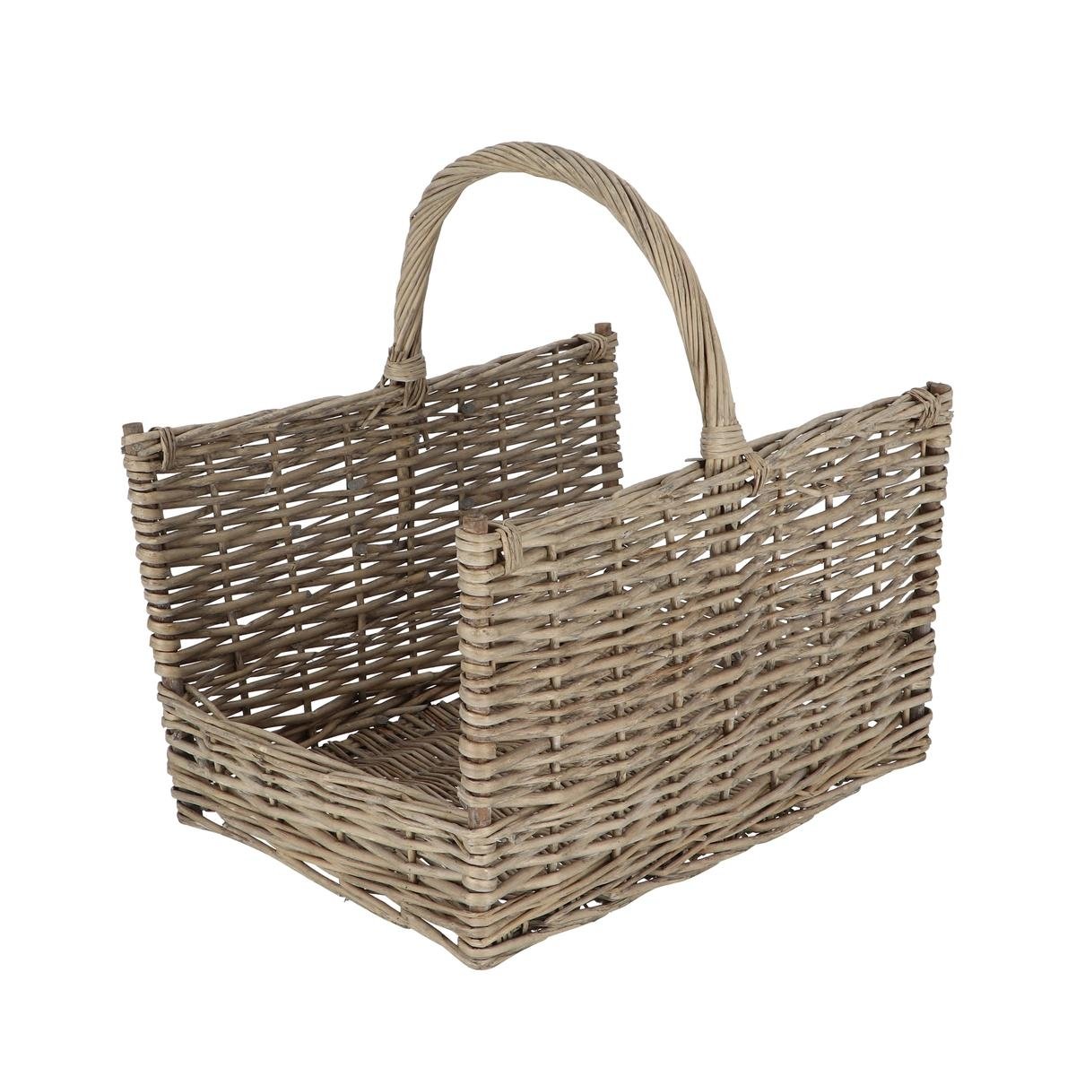 Cesto de mimbre para leña con asa 45,8x36x51,5cm