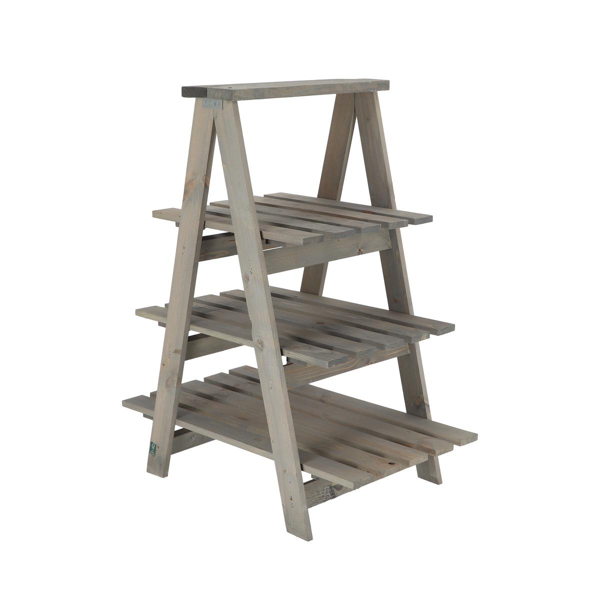 Escalera triangular de madera para macetas con 4 estantes Promoción Escalera triangular de madera para macetas con 4 estantes Promoción