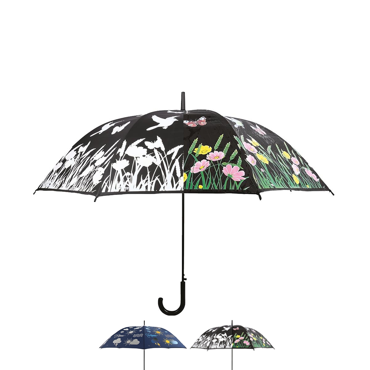 Paraguas fantástico con estampado de pajaritos que cambia de color con la lluvia Promoción