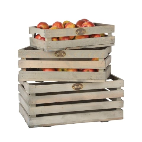 Juego de 3 cajas de madera FSC para frutas y verduras Promoción