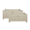 Set de 2 jardineras rectangulares de madera blanca para jardín terraza Promoción