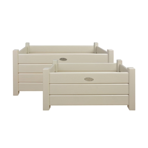 Set de 2 jardineras rectangulares de madera blanca para jardín terraza Promoción