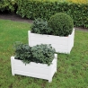 Set de 2 jardineras rectangulares de madera blanca para jardín terraza Venta