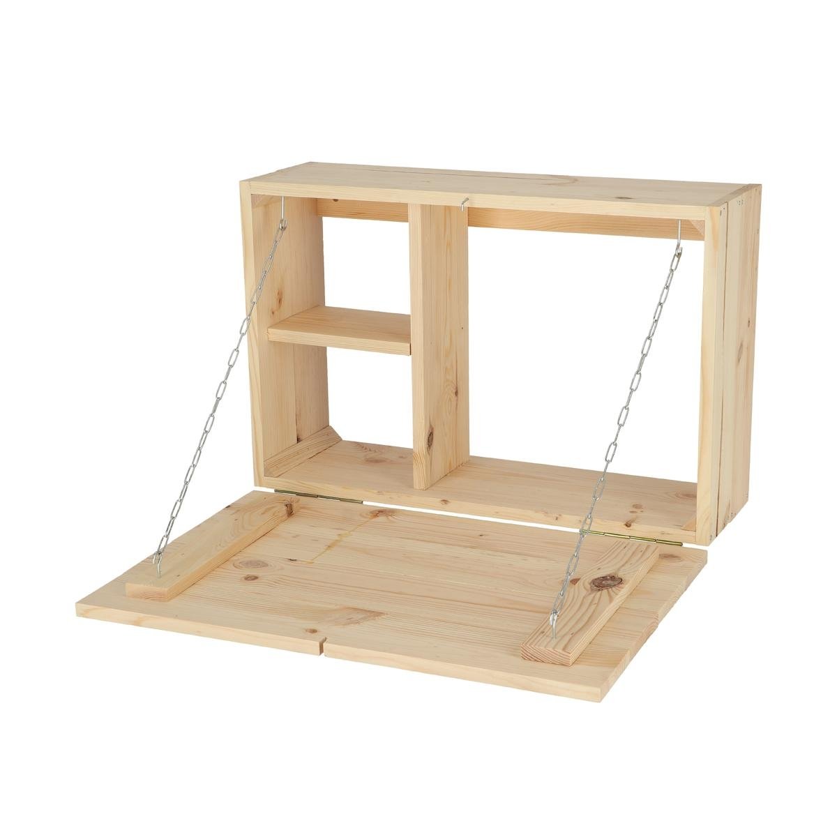 Armario de pared con estante plegable de madera