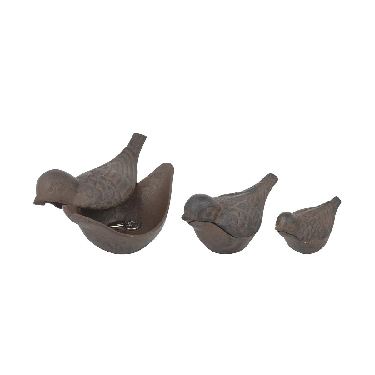 Set de 3 pajaritos de hierro fundido portallaves estilo matrioska desmontables