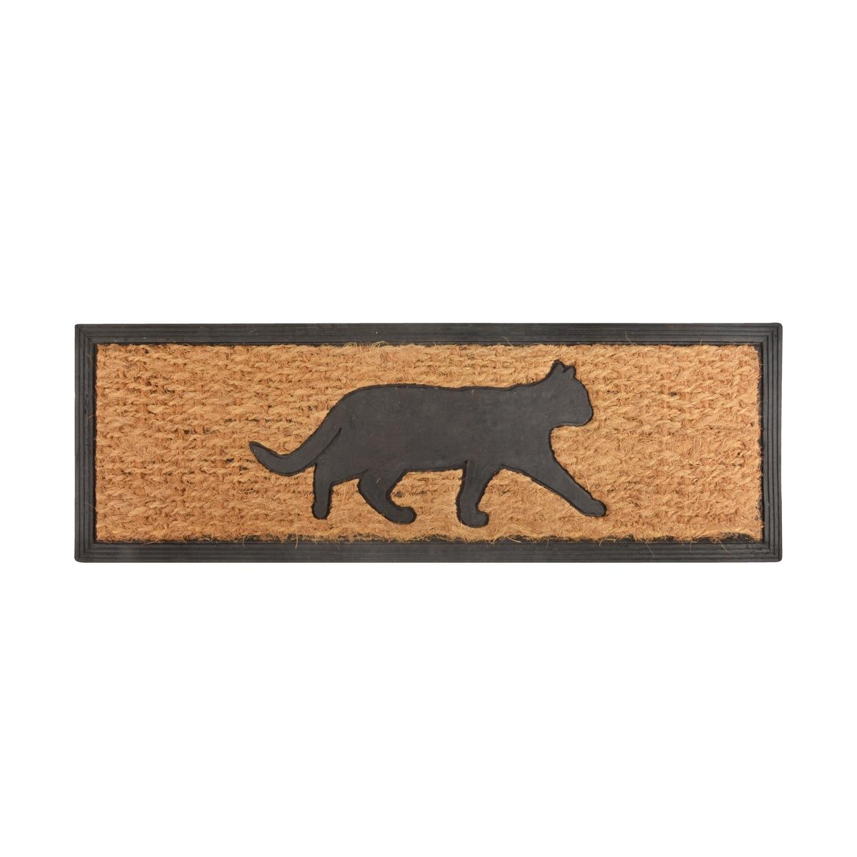 Felpudo de coco y goma con diseño de gato 75,1x25,3 cm Promoción