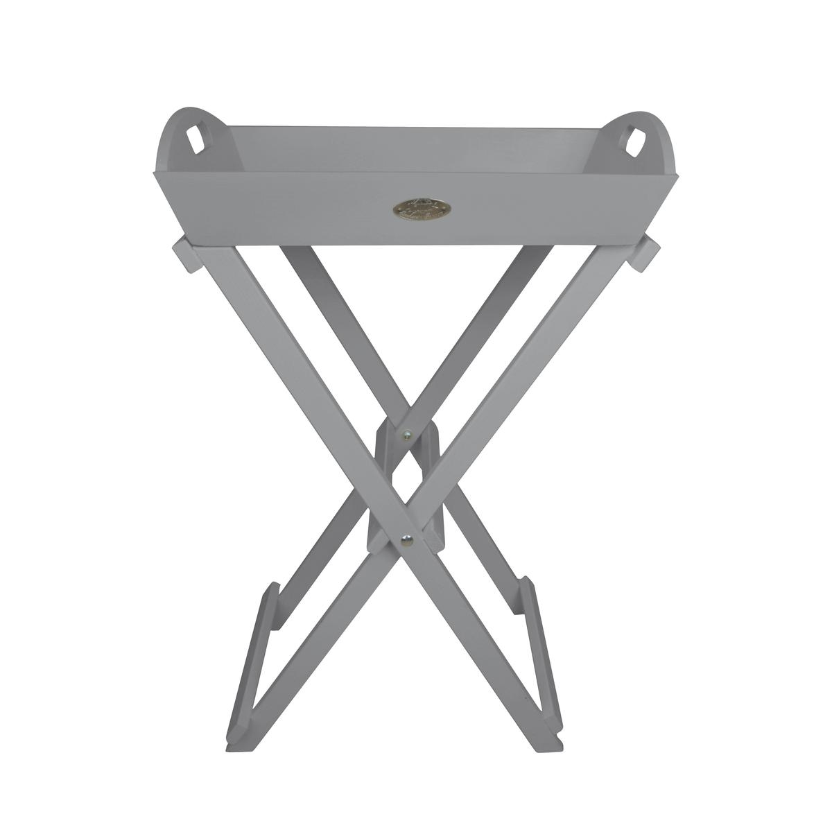 Mesa plegable de jardín con bandeja de madera gris Promoción