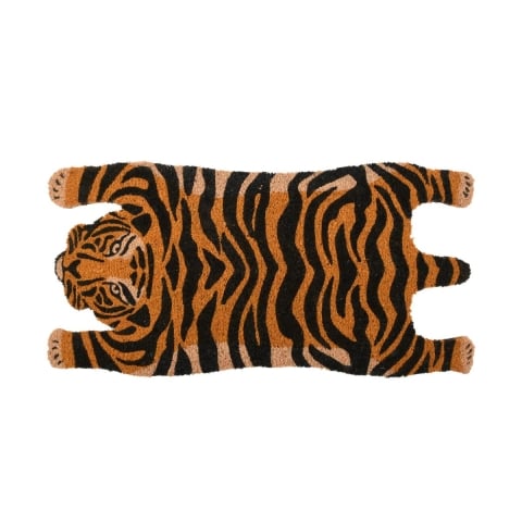 Felpudo de entrada de fibra de coco con forma de tigre Promoción