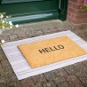 Felpudo de entrada de fibra de coco con texto "Hello" Descueto