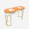 Consola mesa de esteticista, de cristal y metal dorado efecto mármol Jess Rebajas