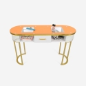 Consola mesa de esteticista, de cristal y metal dorado efecto mármol Jess Catálogo