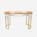 Consola mesa de esteticista, de cristal y metal dorado efecto mármol Jess Stock