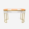 Consola mesa de esteticista, de cristal y metal dorado efecto mármol Jess Stock