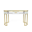 Consola mesa de esteticista, de cristal y metal dorado efecto mármol Jess Elección