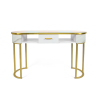 Consola mesa de esteticista, de cristal y metal dorado efecto mármol Jess Elección