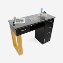 Mesa de manicura para esteticista negra con aspirador y superficie de cristal Glamos Catálogo