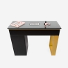 Mesa de manicura para esteticista negra con aspirador y superficie de cristal Glamos Stock