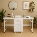 Mesa de esteticista y manicura compacta con doble mesa y ruedas Dabol Venta