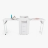 Mesa de esteticista y manicura compacta con doble mesa y ruedas Dabol Promoción