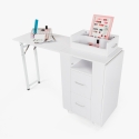 Mesa de esteticista y manicura compacta con doble mesa y ruedas Dabol Características