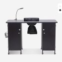 Mesa de manicura con ruedas, extractor y lámpara color blanco negro Talos Promoción