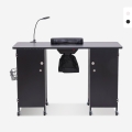 Mesa de manicura con ruedas, extractor y lámpara color blanco negro Talos Promoción