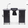 Mesa de manicura con ruedas, extractor y lámpara color blanco negro Talos Promoción