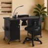 Mesa de manicura con ruedas, extractor y lámpara color blanco negro Talos Venta