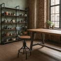 Taburete vintage industrial ajustable para barra de cocina con respaldo Junt Venta