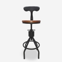 Taburete vintage industrial ajustable para barra de cocina con respaldo Junt Oferta