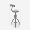 Taburete vintage industrial ajustable para barra de cocina con respaldo Junt Descueto