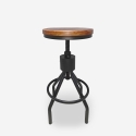 Taburete de bar industrial de madera y metal ajustable con tornillo de rosca Skiv Promoción