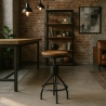 Taburete de bar industrial de madera y metal ajustable con tornillo de rosca Skiv Venta