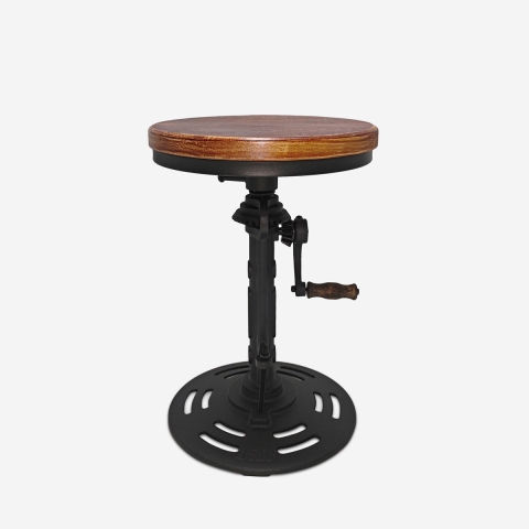 Taburete vintage de bar estilo industrial ajustable con manivela Zunor Promoción