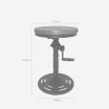 Taburete vintage de bar estilo industrial ajustable con manivela Zunor Descueto