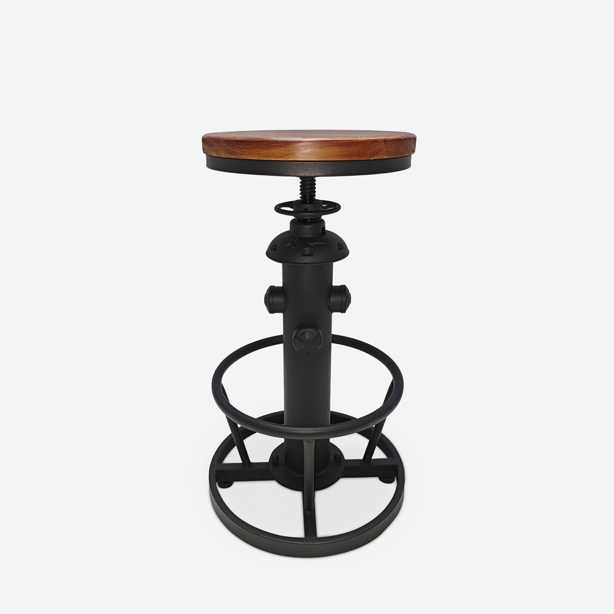 Taburete vintage industrial de bar ajustable con reposapiés Ziblo Promoción